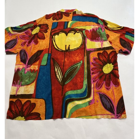 Jams World Vintage Aloha Shirt in Red Abstract Floral - Picture 2 of 4